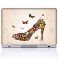 Meffort Inc 17 17.3 Inch Laptop Notebook Skin Sticker Cover Art Decal (Included 2 Wrist pad) - Butterfly High Heel