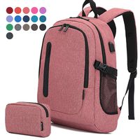 Laptop Backpack College School Computer Travel Backpack for Women Men Boys Girlsl with USB Charging, 17+colors for choice Anti Theft Business Travel School Fit 15.6 Inch, Bonus Bag,Light red