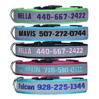 LovelyDog Embroidered Personalized Dog ID Collar, 4 Adjustable Sizes: Extra-Small, Small, Medium, Large with Dog Name Phone#, Reflective Pet Pink Dog Collars for Boy & Girl Dogs, X XS M L XL