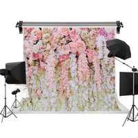 Dudaacvt 8X8ft Rose Floral Wall Newborns Portraits Photography Backdrop Art Fabric Studio Pink Flowers Wall Photo Backdrop Q0210808