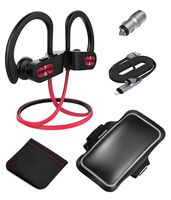 Mpow D3 Bluetooth Headphones with A1 Universal Phone Armband, IPX7 Waterproof Wireless Earphones, HD Stereo Sound 8-10H Battery Noise Cancelling Headsets, Wireless Sport Headphones for Running, Red