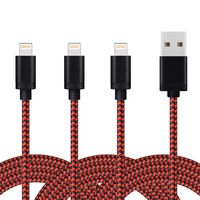 Cabplus Lightning Cable 3Pack 10FT Extra Long Nylon Braided Cord iPhone Charger Compatible with iPhone Xs Max/X/8/8Plus/7/7/Plus/6/6S/6S Plus/iPad/iPod/Nano 7(Red)