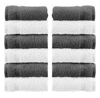 White Classic Luxury Cotton Washcloths - Large Hotel Spa Bathroom Face Towel | 12 Pack | (6-Grey/6-White)
