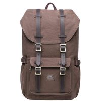 KAUKKO Laptop Outdoor Backpack Travel Hiking Camping Rucksack Casual College Daypack Fits 15" (E5-1Canvas Coffee)