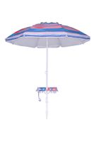 Copa 7ft. Polyester Beach Umbrella with Wind Vent, Steel Anchor Pole and Table, Red/Blue Stripe