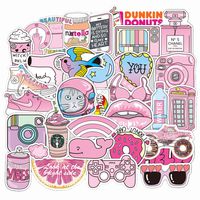 Laptop Sticker Pack(105-pcs),Sanmatic Pink Cute Stickers for Laptop Water Bottle Phone Bicycle Luggage Guitar Scrapbooking Planners Sticker Bomb Vinyl Decals Patches High Definition (Pink)