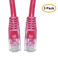 Cat5e Ethernet Crossover Cable, Snagless/Molded Boot, 3 Feet, Red, Pack of 3 (ED696054)