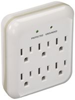 POWER ZONE OR802115 Powerzone Surge Protector Tap, 125 V, 15 A, 6 Outlet, White