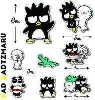 (STK-019) Bad Badtz­ Maru 8 Pieces Set - Waterproof Vinyl Sticker for Laptops Tablets Cars Motocycles Bicycle Skateboard Luggage Or Any Flat Surface