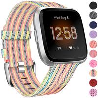 NANW Compatible with Fitbit Versa Bands, Versa Lite Edition Bands Small Large, Woven Fabric Accessories Strap Wristband Replacement Women Men