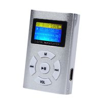 Sannysis Mini USB Clip MP3 Player LCD Screen Support 32GB Micro SD TF Card (Silver)