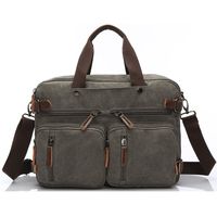 Laptop Backpack,Hybrid Multifunction Briefcase Messenger Bag with Shoulder Strap Canvas BookBag for Men,Women,College Students (15.6 inch, Gray)