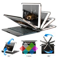 New iPad 9.7 Smart Cover Keyboard, 360 Rotatable 7 Backlit Colors Breathing Light Smart Wake/Sleep Wireless Keyboard Ultrathin for iPad Air 1/2, Pro 9.7, iPad 2017/2018