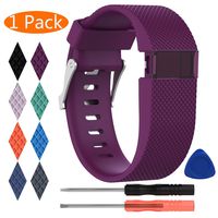 KingAcc Compatible Replacement Bands for Fitbit Charge HR, Soft Silicone Band with Metal Buckle Fitness Wristband Sport Strap Women Men (1-Pack, Dark Purple/Plum, Small)