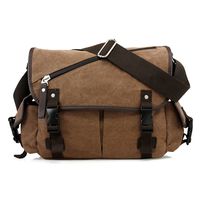 Oct17 Men Messenger Bag School Shoulder Canvas Vintage Crossbody Military Satchel Bag Laptop Coffee