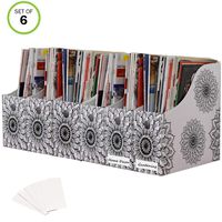 Evelots Magazine File Holder/Organizer-4 Inch Wide-Mandala-with Labels-Set/6