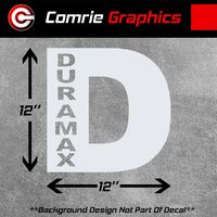 Comrie Graphics GMC Chevy Duramax Logo V8 Diesel Car Truck Decal Window Vinyl Sticker (12" x 12", White)