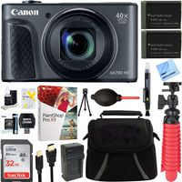 Canon PowerShot SX730 HS 20.3MP 40x Optical Zoom Digital Camera (Black) (1791C001) + Two-Pack NB-13L Spare Batteries + Accessory Bundle