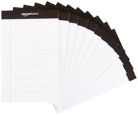 AmazonBasics Narrow Ruled 5 x 8-Inch Writing Pad - White (50 Sheet Paper Pads, 12 pack)
