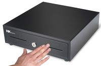 HK SYSTEMS 13" Heavy Duty Compact Black Manual Push-Open Cash Drawer with 4 Bill /5 Coin Till