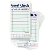 [10 Pads, 50 Sheets/Pad] Single Part Guest Checks Pad for Restaurants, Perforated 1 Part Green and White Check with Bottom Guest Receipt for Bars, Cafes and Restaurant Orders