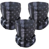 PAMASE 3 Pcs American Flag Outdoor Face Mask- Multifunctional Seamless Microfiber American Flag UV Protection Face Neck Shields Headwear for Men&Women Motorcycle Hiking Cycling Ski Snowboard(Grey)