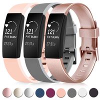 Tobfit Pack 3 TPU Bands Compatible with Fitbit Inspire HR/Fitbit Inspire/Fitbit Ace 2 Bands, Sports Accessories Waterproof Wristbands Women Men, Large, Rose Gold/Gray/Pink