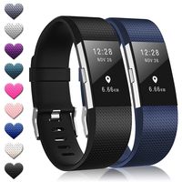 TreasureMax with Fitbit Charge 2 Bands for Women Men(2 Pack),Adjustable Soft Silicone Sports Replacement Fitbit Charge 2 hr Bands,Small/Large