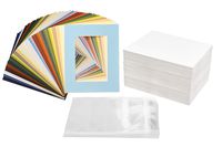 Golden State Art 100 Pcs of 8x10 Picture Mats Mattes Matting for 5x7 Photo + Backing + Bags, Mix Color