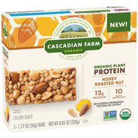 Cascadian Farm Organic Protein Bars, Chewy Granola Bars, Honey Roasted Nut, 5 Bars