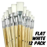 Markin Arts Professional Portrait Landscape Artist Long Birchwood Handle Synthetic Nylon Wool Bristle Acrylic Watercolor Gouache Tempera Oil Canvas Face Body Nail Ceramic Paint Brush Set Flat 12-Pack