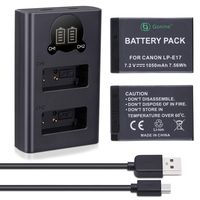 Gonine LP-E17 Battery 2-Pack and USB Charger Upgraded with LCD Display for Canon LP-E17, LC-E17, LC-E17C, Canon Rebel SL2 SL3, T6i, T6s, T7i, EOS M5, M6, 750D, 760D, 8000D, KISS X8i Cameras.