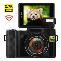 Digital Camera with WiFi 24.0 MP Vlogging Camera 2.7K Ultra HD 3.0 Inch Camera with Flip Screen Retractable Flashlight (RG)