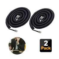 2 Pack - Telephone Cord - Phone Cord - 11.5 Ft Uncoiled / 1.8 ft Coiled Handset Cord - Coiled Landline Telephone Accessory - Universally Compatible