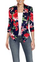 Womens Casual Work Office Open Front Blazer JK1133X 10963 Navy Multi 3X