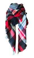 Wander Agio Womens Warm Scarf Triangle Shawls Large Scarves Stripe Plaid Fichu White Red Colour 4