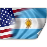 Sticker (Decal) with Flag of Argentina and USA (Argentine, Argentinean, Argentinian)