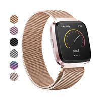 Tinkel Replacement Metal Bands Compatible with Fitbit Versa Stainless Steel Metal Bracelet Strap Adjustable Replacement Strap for Women Men - Rose Gold