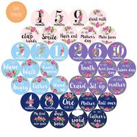 HIGO Baby Monthly Milestone Stickers | 36 Pack Floral Baby Growth& Holiday Stickers | Newborn Girl Stickers | Best Baby Shower Gift | Decorative Photograph Prop (36 Pack Floral)