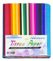 Colored Tissue Paper 100 Vivid Multi Color Sheets Size 26" X 20" Assorted Bulkl 25 Bold Solid Colors
