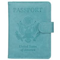 GDTK Leather Passport Holder Cover Case RFID Blocking Travel Wallet (Sky Blue)