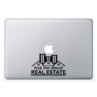 Crazy4Decals Ask ME About Real Estate Decal Vinyl Sticker for Laptop Notebook MacBook Air/Pro Dell HP Walls Windows, Computers, Water Bottles and More (Black / 10")