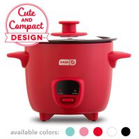 Dash DRCM200GBRD04 Mini Rice Cooker Steamer with Removable Nonstick Pot, Keep Warm Function & Recipe Guide, Red