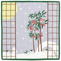 HAMAMONYO Furoshiki(20 in.) 'Coral Berry & Snow Rabbits'