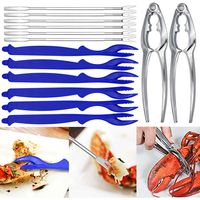 14 Pcs Seafood Tools Set, Angela&Alex Crab Feast Nutcracker Shrimp Deveiner Crab Pecan Leg Crackers Kits Opener Shellfish Kitchen Christmas Gifts (6 Forks + 2 Crab Crackers + 6 Lobster Shellers）