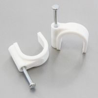 100 Round 11/16 Inches (18 mm) Cable Wire Clips Cable Management Cord Tie Holder Coaxial Nail in Clamps Tacks