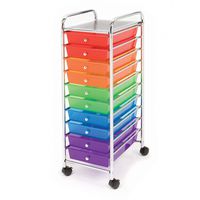 Advantus 10-Drawer Rolling Organizer, 37.6 x 13 x 15.4 Inches, Multi-Colored (AVT34004)