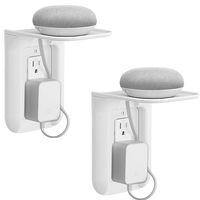 WALI Wall Outlet Shelf Standard Vertical Duplex Décor Outlet with Cable Channel Charging for Cell Phone, Dot 1st and 2nd 3rd Gen, Google Home, Speaker up to 10 lbs (OLS002-W), White, 2 Pack,