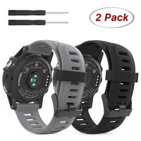 MoKo Band Compatible with Garmin Fenix 3/Fenix 5X, [2PACK] Soft Silicone Replacement Watch Band for Garmin Fenix 3/Fenix 3 HR/Fenix 5X/5X Plus/D2 Delta PX/Descent Mk1 Smart Watch, Black & Gray
