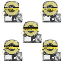 Replace Label Tape for Epson LK3WBN LC3WBN9, Label Tape Cartridge Compatible for Epson LabelWorks LW300 LW400 LW500 LW600P LW700,3/8 Inch X 26.2 Feet(9mm x 8M) (9mm Black on Yellow, 5 Pack)